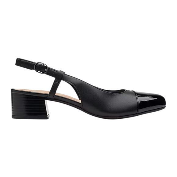 Clarks Women's Marilyn Rose Leather Slingback Low Heel Pumps Black Size 7 1/2 - Picture 2 of 5